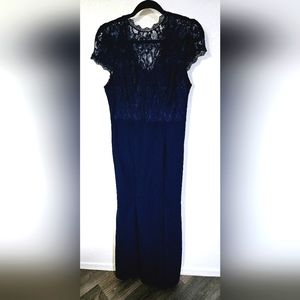 Shein Lace Top Mermaid Shape Sweetheart Neck Blue Dress Large